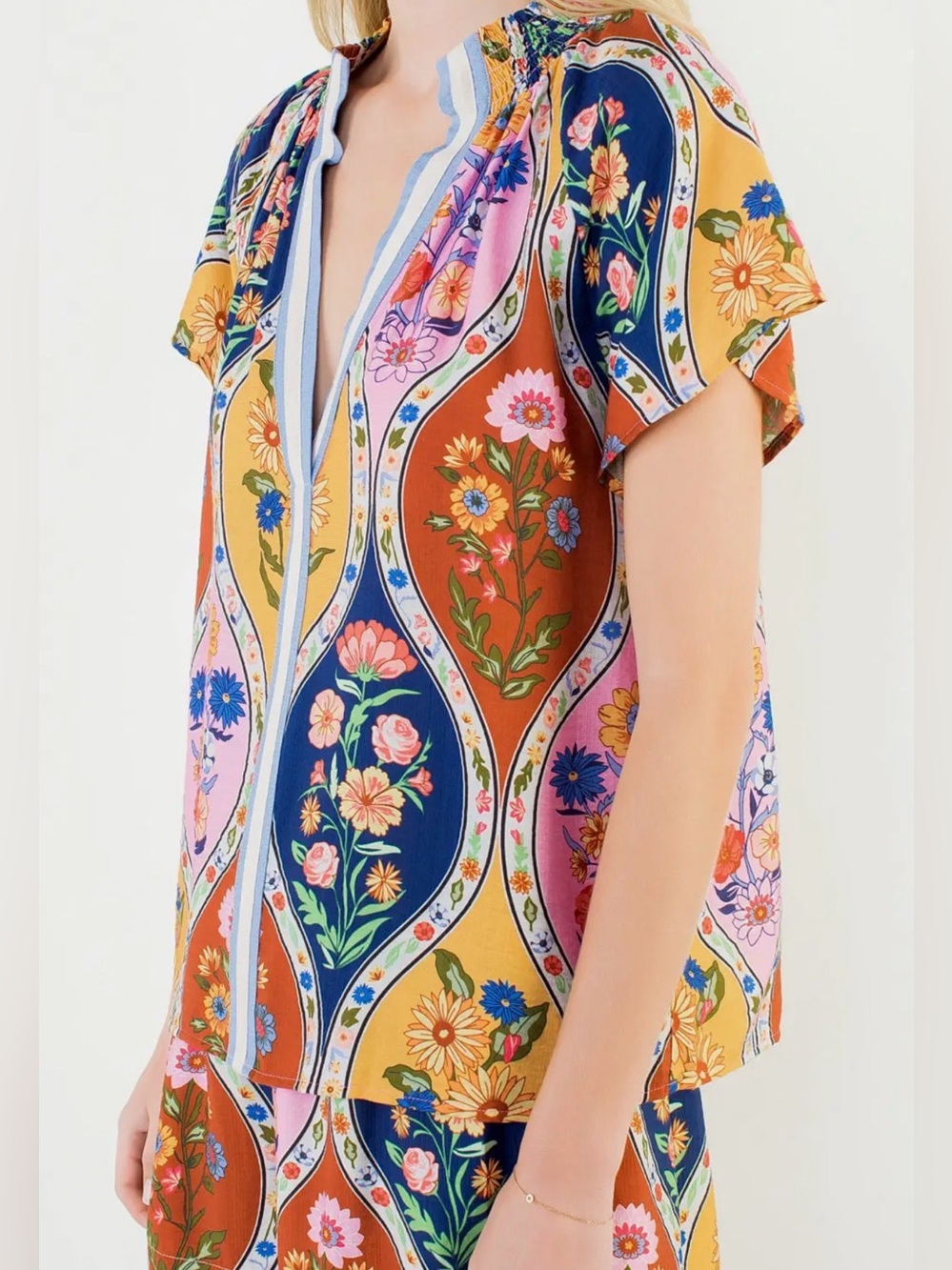 LOVE! NWT High Summer Floral Top Short Set Tuckernuck Sz S L